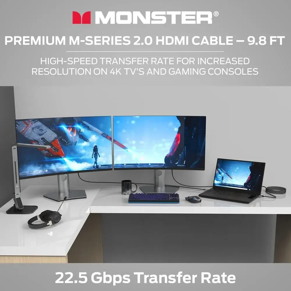Monster HDMI Cable M-Series Certified Premium 2.0, Features 4K Ultra HD at 60Hz